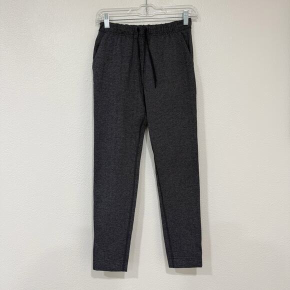 Lululemon Jet Crop Slim Trouser Luon Heathered Herringbone Black Grey Size 4 - Picture 2 of 9